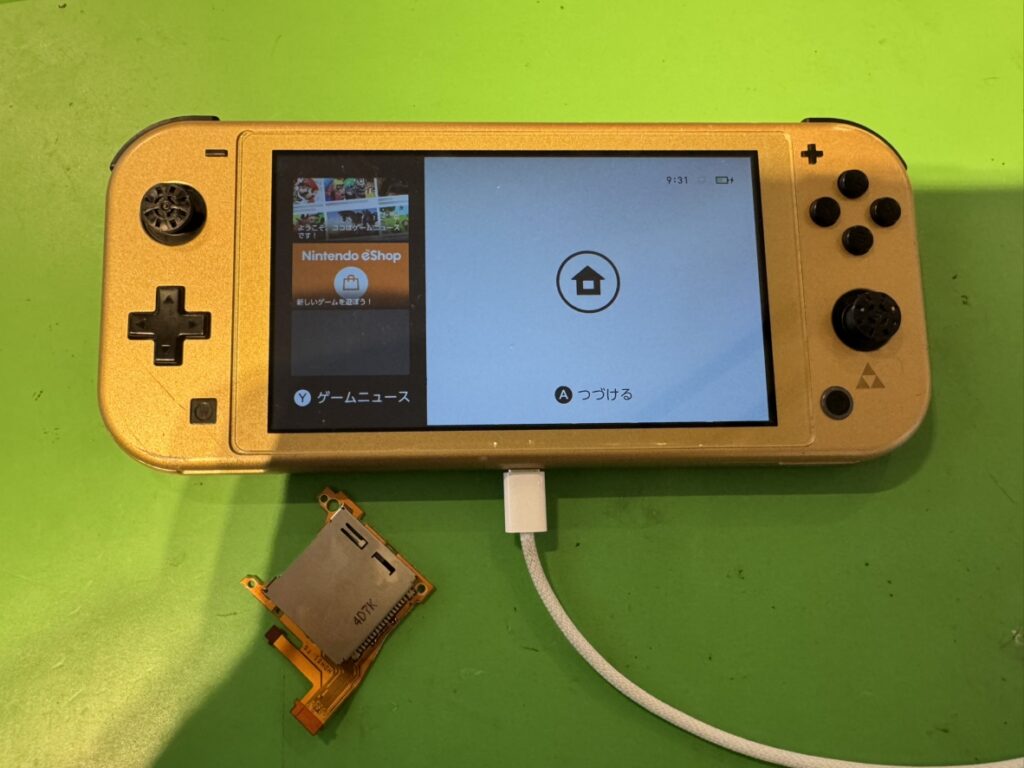 ソフトが正常に読み込まれ、ゲームが起動できるようになったSwitch Lite