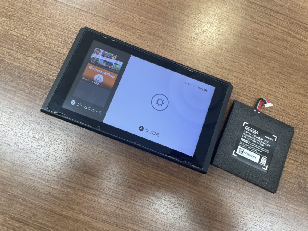 横浜市西区のお客様から依頼されたSwitchバッテリー交換と内部クリーニング完了後の様子